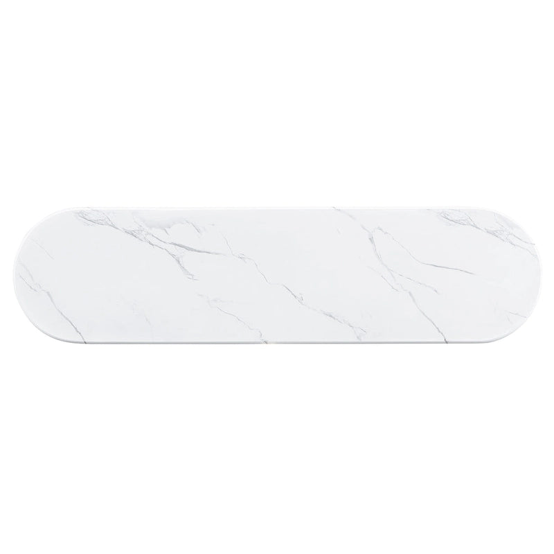 Consolle da 53,9" con piano in finto marmo e base in legno