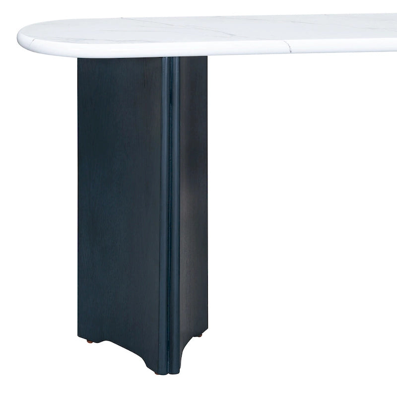 Consolle da 53,9" con piano in finto marmo e base in legno