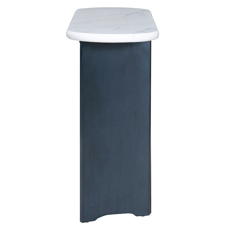 Consolle da 53,9" con piano in finto marmo e base in legno