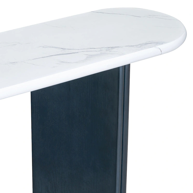 Consolle da 53,9" con piano in finto marmo e base in legno