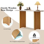 Consolle da 53,9" con piano in finto marmo e base in legno