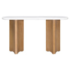 Consolle da 53,9" con piano in finto marmo e base in legno