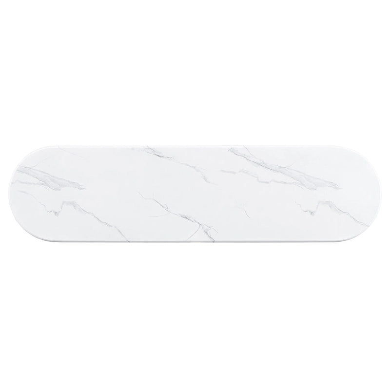 Consolle da 53,9" con piano in finto marmo e base in legno