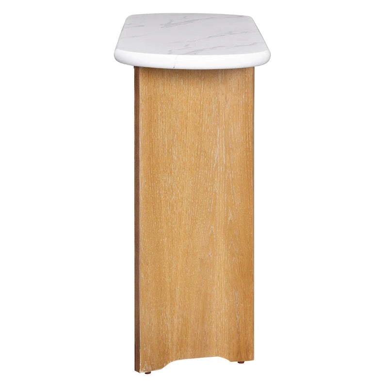 Consolle da 53,9" con piano in finto marmo e base in legno