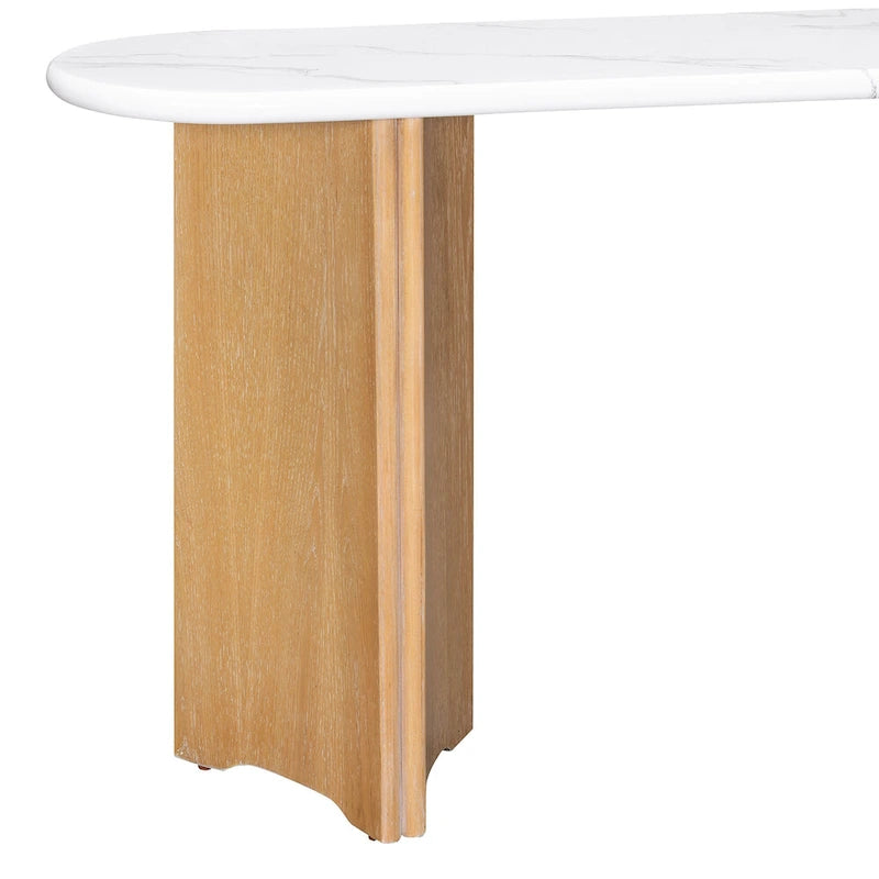 Consolle da 53,9" con piano in finto marmo e base in legno