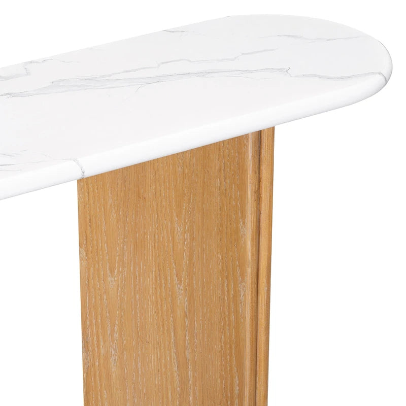 Consolle da 53,9" con piano in finto marmo e base in legno