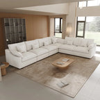 Großes Ecksofa aus Leinen für das Wohnzimmer-Set