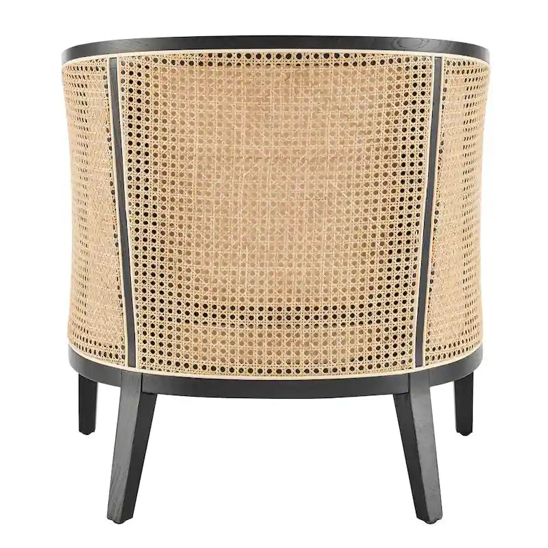 Cadeira de destaque Tillman em linho com braços e rattan