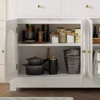 Buffet étroit de 140 cm avec rangements, meuble d’appoint avec 3 tiroirs et 4 portes pour cuisine, salle à manger et salon