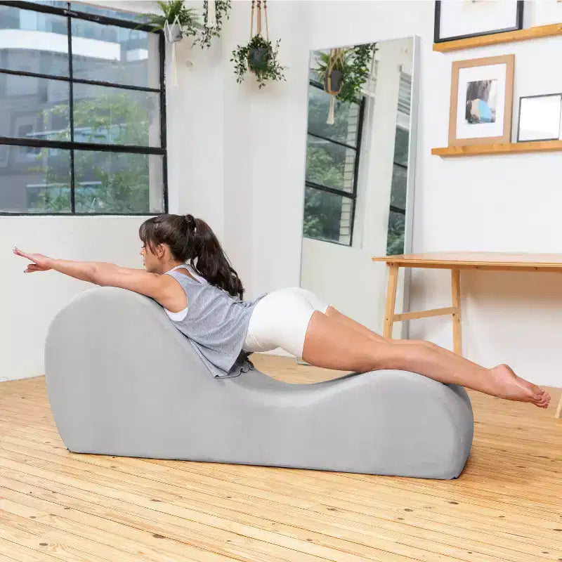 Elegantní lenoška Avana na jógu - vyrobeno v USA - skvělá na protahování, relaxaci, cvičení a další aktivity, 60D x 18W x 26H palců, světle šedá
