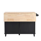 Ensemble îlot de cuisine TOPMAX avec rallonge rabattable et 2 places assises, ensemble table à manger avec étagère réglable, tiroirs et porte-serviettes
