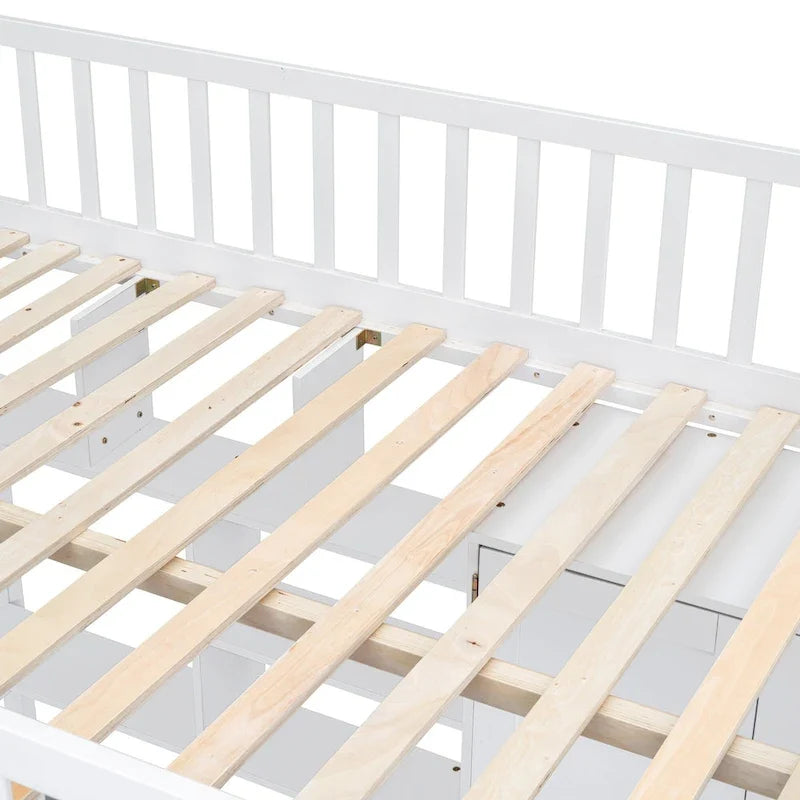 Lit mezzanine double en pin avec bureau et rangement