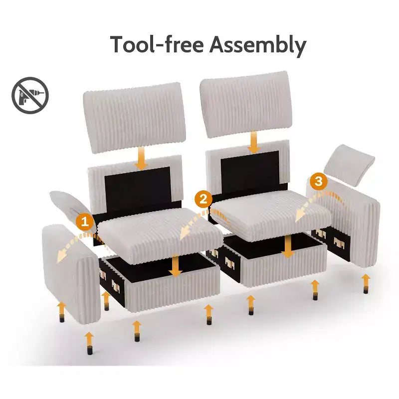 Modulares Cord-Sofaelement von Dyonery mit abnehmbaren, waschbaren Bezügen