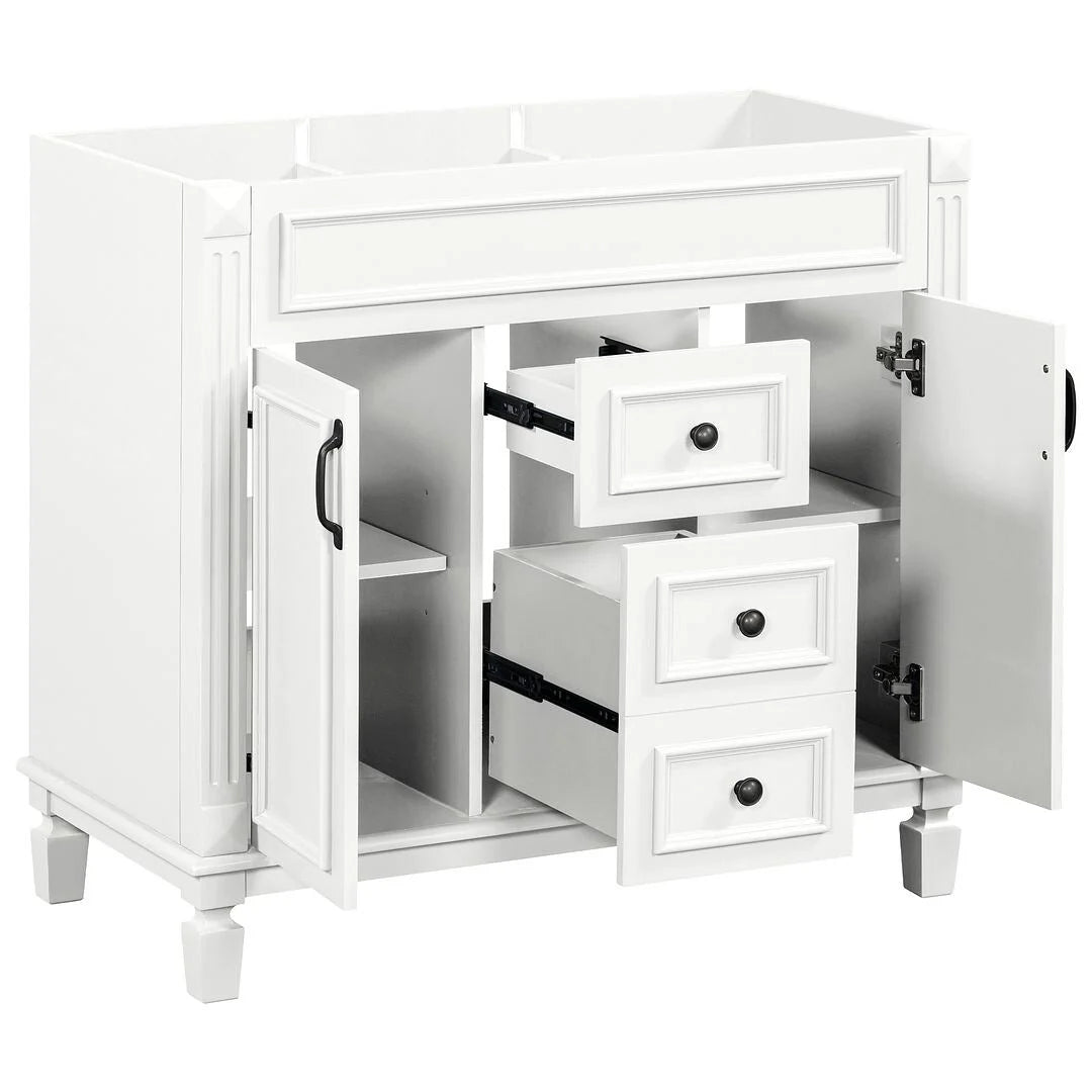 36-Zoll moderner Waschtischunterschrank mit Aufsatzwaschbecken und Spiegelschrank, 2 Türen und 2 Schubladen