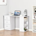 HOMCOM 47 modern thuiskantoorbureau met boekenkast, schrijftafel en werkplek, met 3 laden en opbergplank - wit