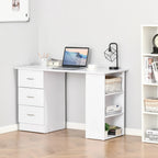 HOMCOM 47 modern thuiskantoorbureau met boekenkast, schrijftafel en werkplek, met 3 laden en opbergplank - wit