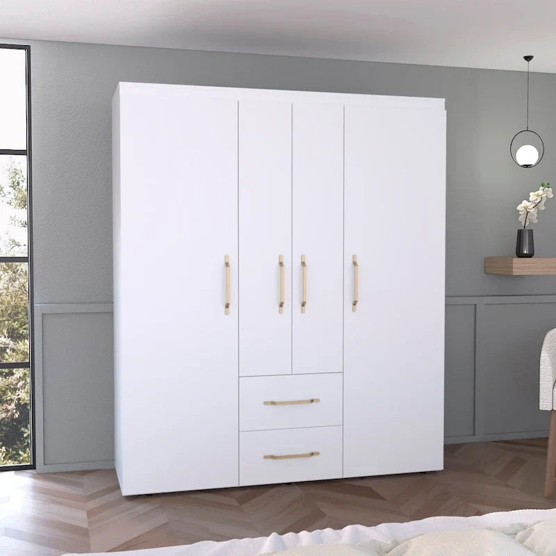 Bariloche Kleiderschrank mit Kleiderstangen, Regalen und 2 Schubladen