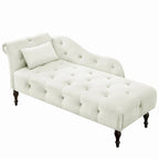 Moderne chaise longue van 60,6 inch met fluwelen bekleding, gecapitonneerde knopen, massief houten poten en sierspijkers