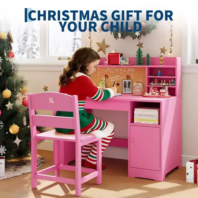 Ensemble bureau et chaise d’étude pour enfants avec rangement, bureau d’étude pour enfants avec dessus et plateau inclinable, de 3 à 8 ans, table d’écriture pour chambre