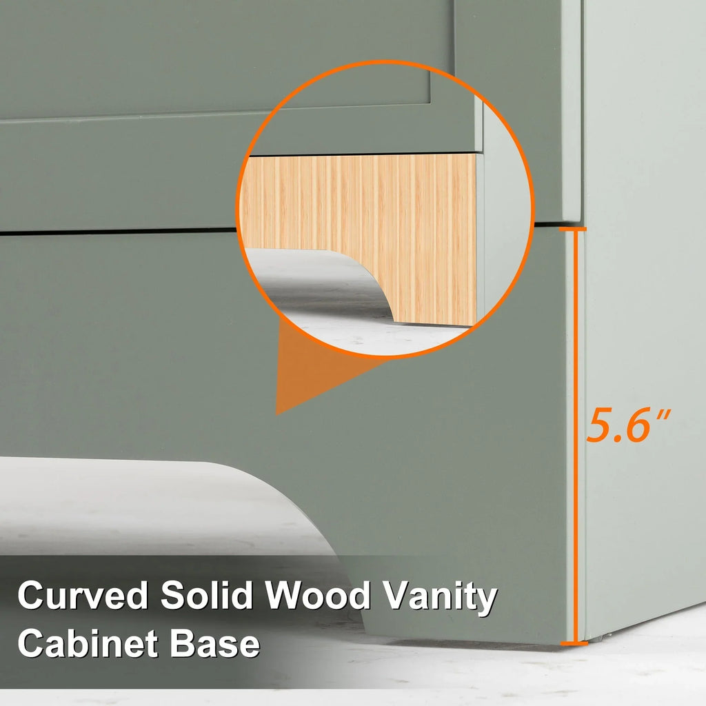 Wavy Line Badezimmermöbel-Set mit Waschbecken und Wasserhahn, 30/36/48 Zoll