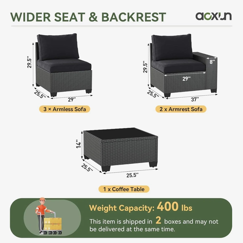 Ensemble de mobilier de terrasse extérieur avec coussins épaissis de 10 cm