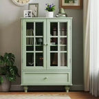 Aufbewahrungsschränke, hölzerner Unterschrank mit 1 Schublade und 2 Glastüren, Sideboard im Landhausstil mit Stauraum für Wohnzimmer