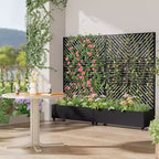 MAYEERTY truhlík s mříží, železo, černý, paralelní linie 01, lamelový klasický kombinovaný styl, 72x47x16in, sada 3 kusů
