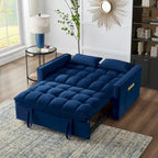 Sofá-cama de 2 lugares 4 em 1 com braços e bolsos de arrumação, sofá-cama extraível multifunções com encosto ajustável