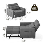 3-in-1-Schlafsofa mit verstellbarer Rückenlehne, ausziehbarer Sessel, umwandelbares Klappbett fürs Wohnzimmer