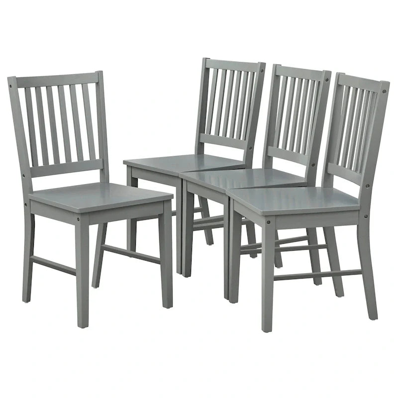 Set aus 4 Esszimmerstühlen aus Massivholz mit Sprossenlehne, stabilem Rahmen, klassischem Design und einfacher Montage