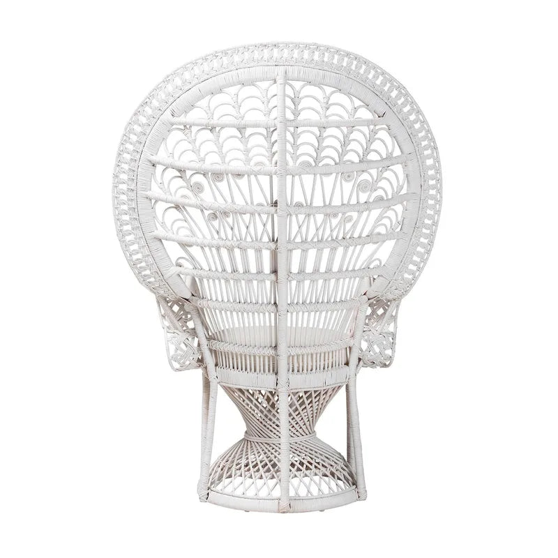 Kallima moderner bohemischer Pfauenstuhl aus weißem, naturfarbenem Rattan
