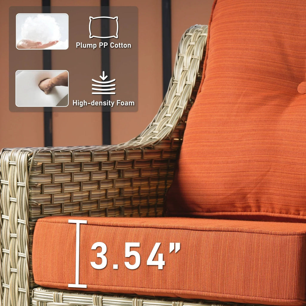 HOOOWOOO 2-teiliges Gartenstuhl-Set aus Korbgeflecht und Rattan mit hoher Rückenlehne