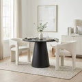Set da pranzo compatto per 2 persone, sedie imbottite beige, tavolo da pranzo rotondo con piedistallo, arredo moderno compatto per cucina - Panipeachy