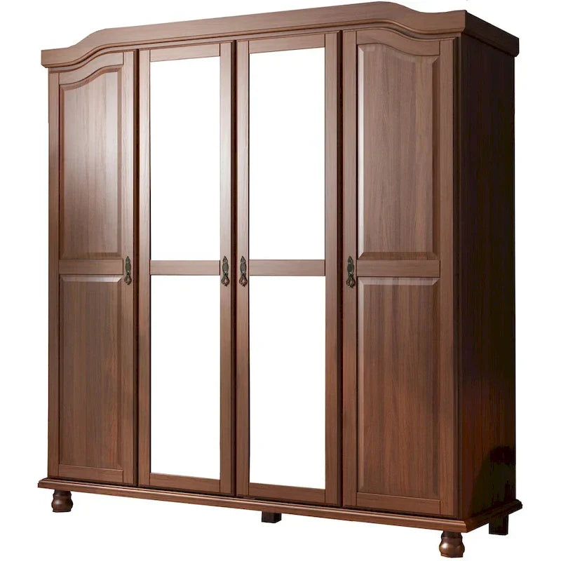 Guarda-roupa de 4 portas Kyle da Palace Imports, 100% em madeira maciça, com portas de madeira maciça ou espelhadas