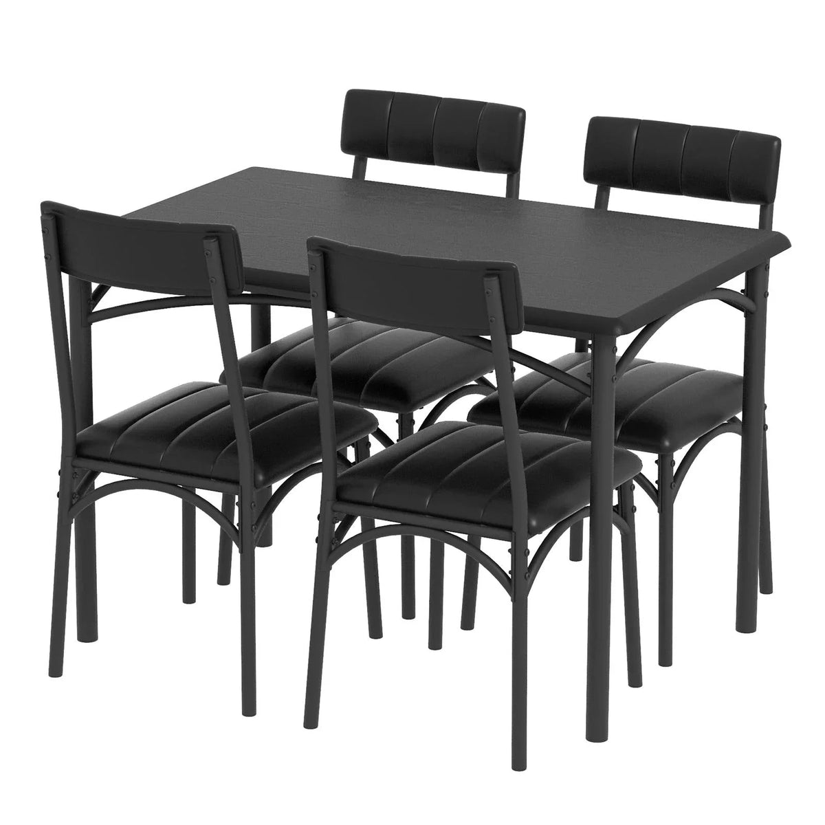 Conjunto de mesa de jantar retangular para 4 pessoas com cadeiras estofadas