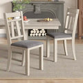 VECELO eetkamerstoelen van massief hout met zitting van linnenstof, set van 2/4/6 eetkamerstoelen