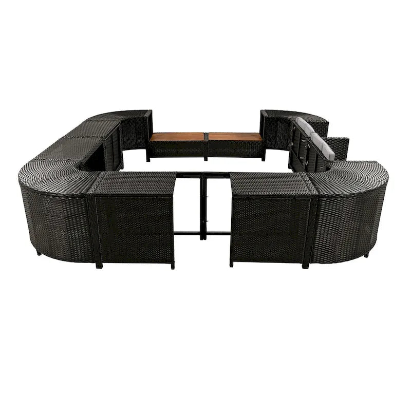 Spa-Umrandung, Spa-Gestell, viereckiges Outdoor-Lounge-Set aus Polyrattan