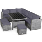 Costway 7-teiliges Dining-Set aus Polyrattan für die Terrasse mit Ecksofa, Couch und Hocker – Details anzeigen
