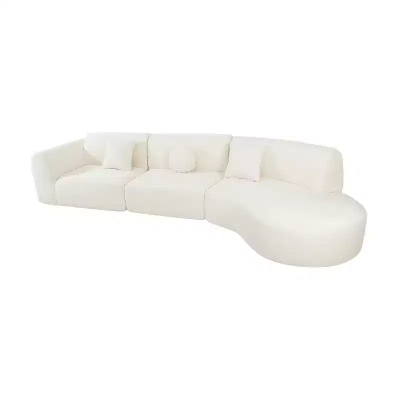Nowoczesna zakrzywiona sofa modułowa o długości 140 cali z szezlongiem, zestaw 3-elementowy do salonu
