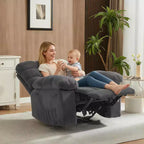 Handmatige relaxfauteuil, ergonomische ademende stoffen fauteuil met zijvakken, eenpersoonsbank, geschikt voor woonkamer en slaapkamer