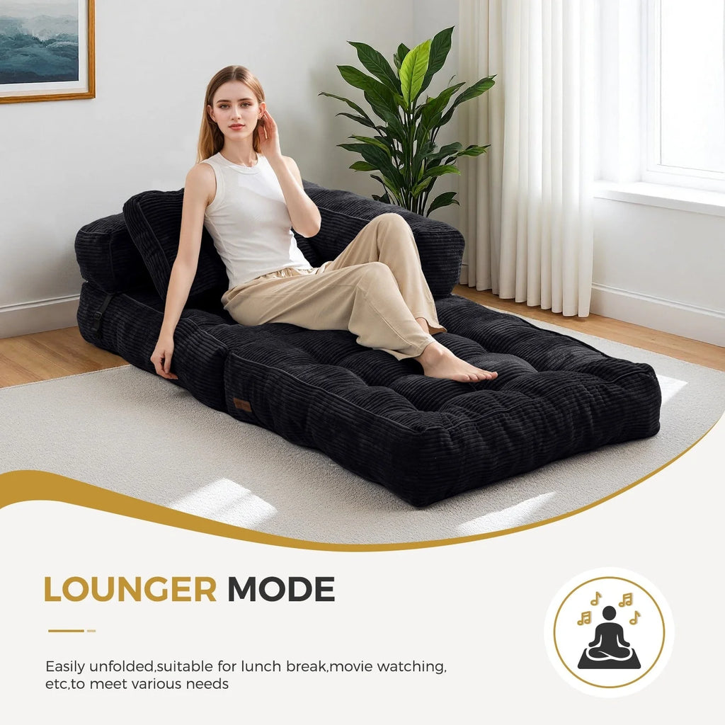 Składana sofa z funkcją spania, narożna sofa podłogowa w kształcie litery L
