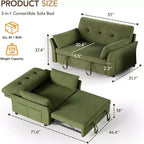 Divano letto trasformabile 3-in-1 Dyonery, divano letto estraibile con tasca laterale e schienale regolabile, montaggio senza attrezzi, divanetto pieghevole