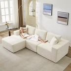 108 modernes Sofa, 3-Sitzer-Sofa in L-Form mit Polsterbezug und Kissen, Sofa mit tiefer Sitzfläche, keine Montage erforderlich