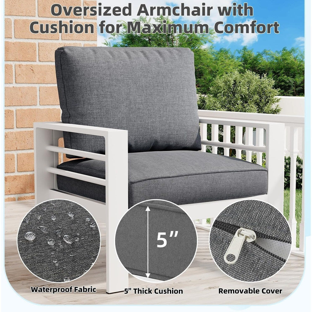 AECOJOY 7-delige aluminium tuinmeubelset voor buiten, loungeset