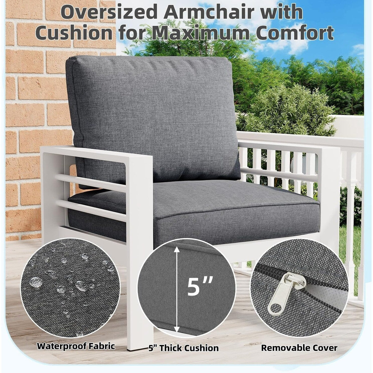 AECOJOY 7-delige aluminium tuinmeubelset voor buiten, loungeset