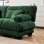 Sofá de dois lugares em forma de L, sofá modular em chenille com almofadas lombares