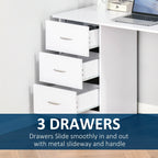 HOMCOM 47 modern thuiskantoorbureau met boekenkast, schrijftafel en werkplek, met 3 laden en opbergplank - wit