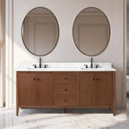 Mobile bagno Vanity Art 72 con doppio lavabo e piano in marmo composito
