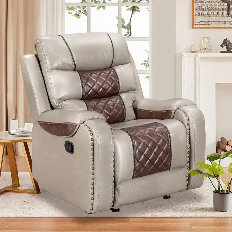Velké polohovací křeslo z imitace kůže v americkém designu do obývacího pokoje