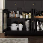 Buffet étroit de 140 cm avec rangements, meuble d’appoint avec 3 tiroirs et 4 portes pour cuisine, salle à manger et salon